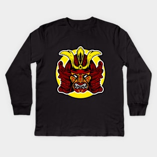 Samurai mask shogun japanse Kids Long Sleeve T-Shirt